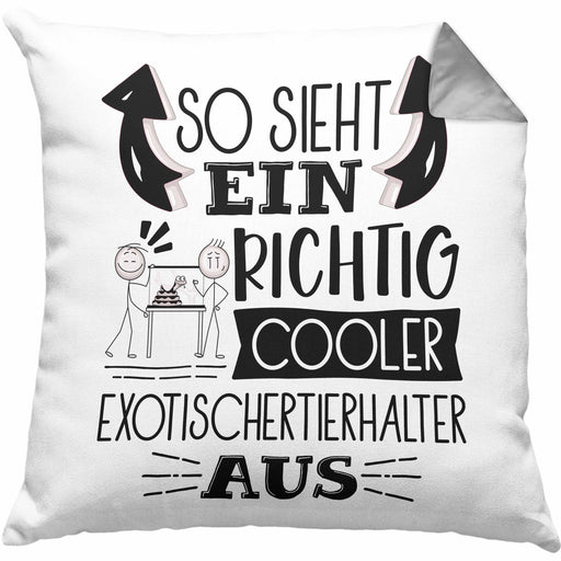 Exotische Tierhalter Kissen mit Füllung 40x40 So Sieht Ein Richtig Cooler Exotische Tierhalter Aus Geschenk Lustiger Spruch Geschenkidee (Grau) Grau Trendation