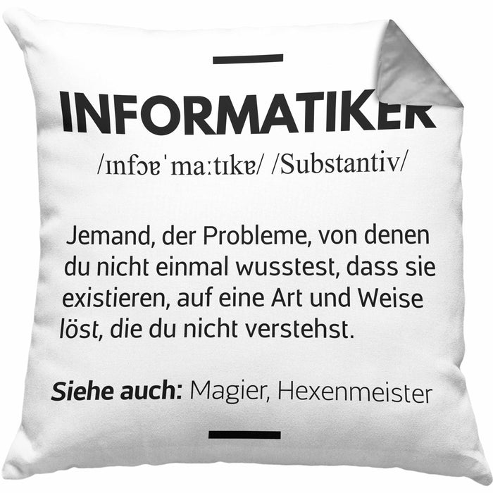 Informatiker Kissen mit Füllung 40x40 Geschenk Programmierer Gadget Lustig Geschenkidee Männer Zubehör Informatiklehrer IT (Grau) Grau Trendation
