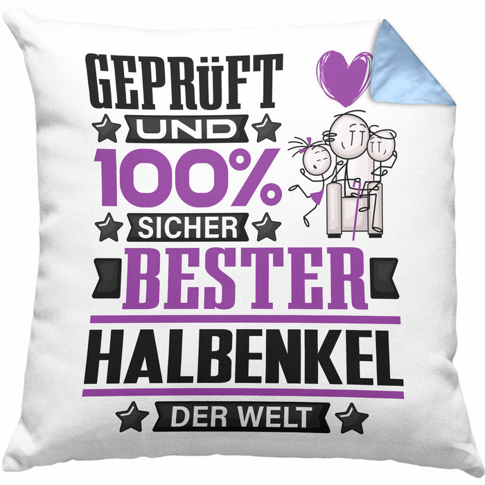 Halbenkel Geschenk Lustiger Spruch für Halbenkel Geschenkidee Bester Halbenkel Der WeltKissen mit Füllung 40x40 (Grau) Blau Trendation