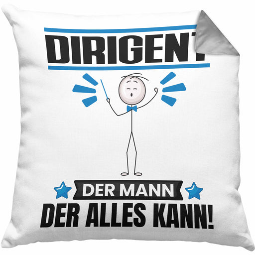Dirigent Kissen mit Füllung 40x40 Geschenk für Dirigent Der Mann Der Alles Kann Geschenkidee zum Geburtstag (Grau) Grau Trendation
