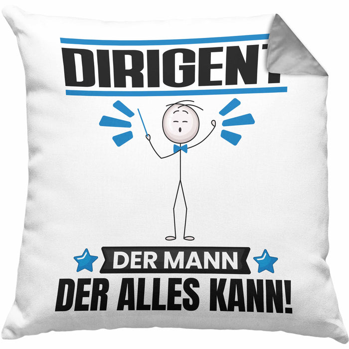 Dirigent Kissen mit Füllung 40x40 Geschenk für Dirigent Der Mann Der Alles Kann Geschenkidee zum Geburtstag (Grau) Grau Trendation