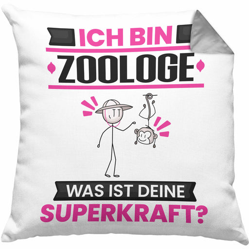 Zoologe Kissen mit Füllung 40x40 Geschenk für Zoologe Geburtstag Lustiger Spruch Was Ist Deine Superkraft (Grau) Grau Trendation