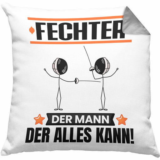 Fechter Kissen mit Füllung 40x40 Geschenk für Fechter Der Mann Der Alles Kann Geschenkidee zum Geburtstag (Grau) Grau Trendation