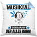 Musikfan Kissen mit Füllung 40x40 Geschenk für Musikfan Der Mann Der Alles Kann Geschenkidee zum Geburtstag (Grau) Blau Trendation