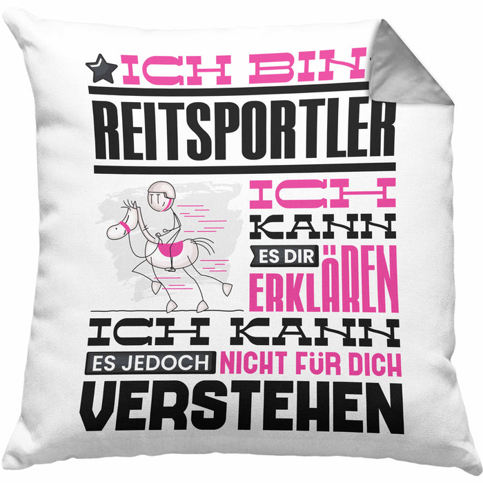 Reitsportler Geschenk Kaffee-Kissen mit Füllung 40x40 Geschenkidee für Reitsportler Ich Bin Reitsportler Ich Kann Es Dir Erklären Jedoch Nicht Für Dich Verstehen Spruch Lustig (Grau) Grau Trendation