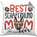 Schäferhund Mom Besitzerin Kissen mit Füllung 40x40 Geschenk Lustiger Spruch Geschenkidee Besitzerin Schäferhund Mama (Grau) Grau Trendation