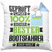 Bootsfahrer Geschenk Lustiger Spruch für Bootsfahrer Geschenkidee Bester Bootsfahrer Der WeltKissen mit Füllung 40x40 (Grau) Blau Trendation