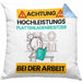 Plattenladenbesitzer Kissen mit Füllung 40x40 Geschenk Lustiger Spruch Geschenkidee für Plattenladenbesitzer Achtung Hochleistungs Plattenladenbesitzer Bei Der Arbeit (Grau) Blau Trendation