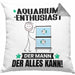 Aquarium-Enthusiast Kissen mit Füllung 40x40 Geschenk für Aquarium-Enthusiast Der Mann Der Alles Kann Geschenkidee zum Geburtstag (Grau) Grau Trendation
