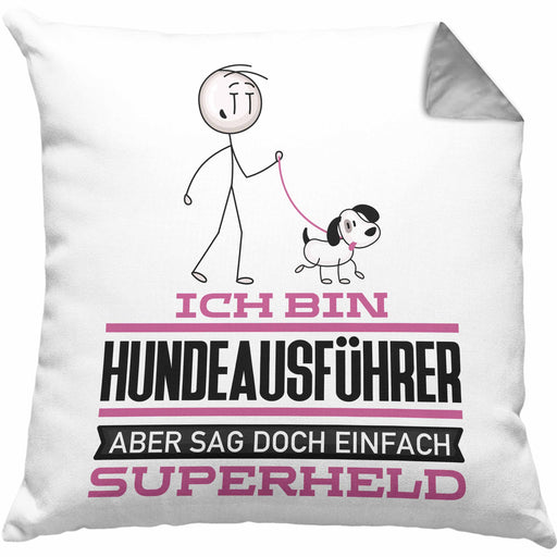 Hundeausführer Geschenk Kissen mit Füllung 40x40 Ich Bin Hundeausführer Aber Sag Doch Einfach Superheld Lustige Geschenkdiee für Hundeausführer (Grau) Grau Trendation
