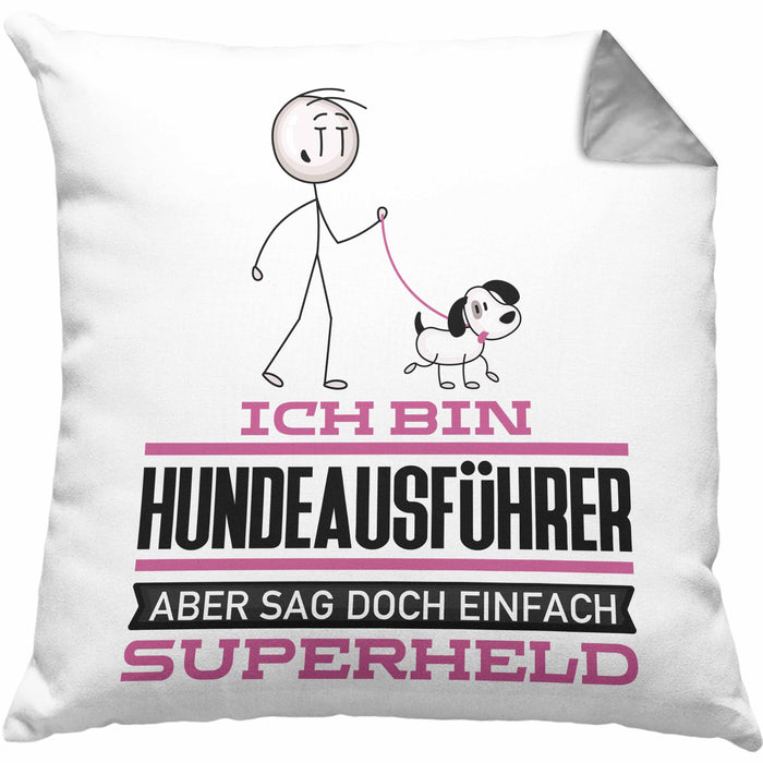 Hundeausführer Geschenk Kissen mit Füllung 40x40 Ich Bin Hundeausführer Aber Sag Doch Einfach Superheld Lustige Geschenkdiee für Hundeausführer (Grau) Grau Trendation