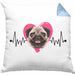 Mops Besitzer Kissen mit Füllung 40x40 Geschenk Lustiger Spruch Geschenkidee Herzschlag Mops (Grau) Blau Trendation