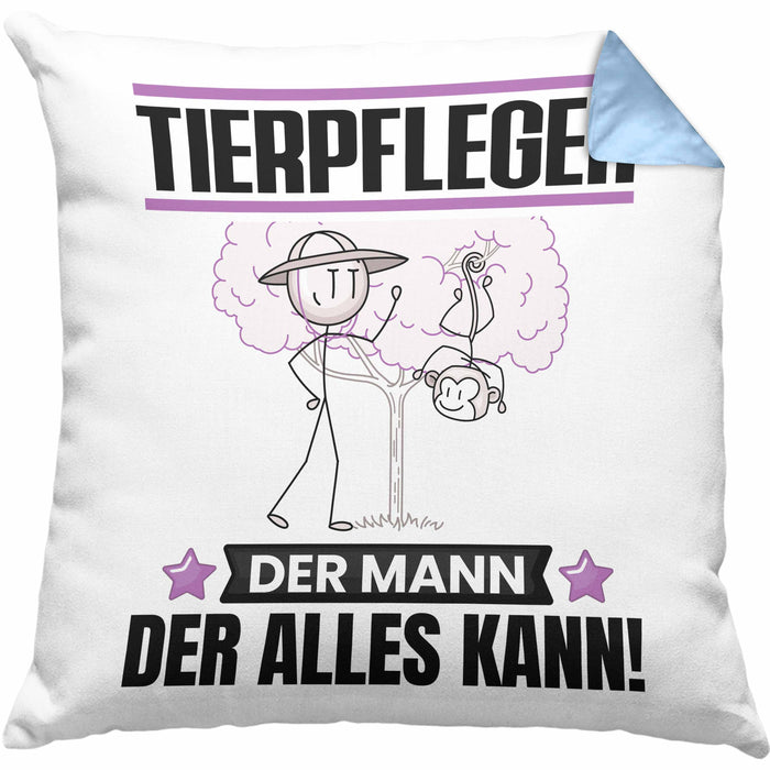 Tierpfleger Kissen mit Füllung 40x40 Geschenk für Tierpfleger Der Mann Der Alles Kann Geschenkidee zum Geburtstag (Grau) Blau Trendation