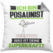 Posaunist Kissen mit Füllung 40x40 Geschenk für Posaunist Geburtstag Lustiger Spruch Was Ist Deine Superkraft (Grau) Grau Trendation