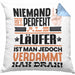 Läufer Geschenk Kissen mit Füllung 40x40 Lustige Geschenkidee für Läufer Geburtstag Niemand Ist Perfekt Aber Als Läufer Ist Man Nah Dran (Grau) Blau Trendation