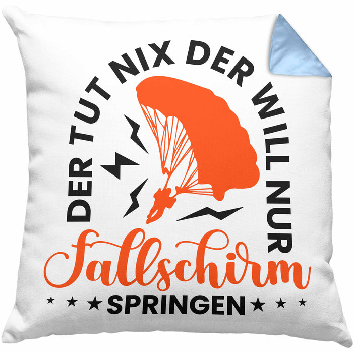 Kissen mit Füllung 40x40 Fallschirmspringer Geschenk Spruch Geschenkidee Fallschirm Springer (Grau) Blau Trendation