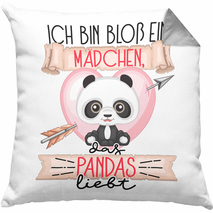 Pandas Kissen mit Füllung 40x40 Geschenk Frauen Ich Bin Bloß Ein Mädchen Das Pandas Liebt Pandaliebhaberin Geschenk Spruch Geburtstag (Grau) Grau Trendation