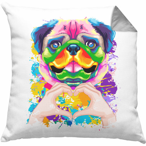 Mops Besitzer Farbe Love Kissen mit Füllung 40x40 Geschenk Lustiger Spruch Geschenkidee Mops Besitzerin (Grau) Grau Trendation
