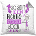 Koch Kissen mit Füllung 40x40 Geschenk So Sieht Ein RIchtig Cooler Koch Aus Geschenkidee Lustiger Spruch Geburtstag (Grau) Grau Trendation