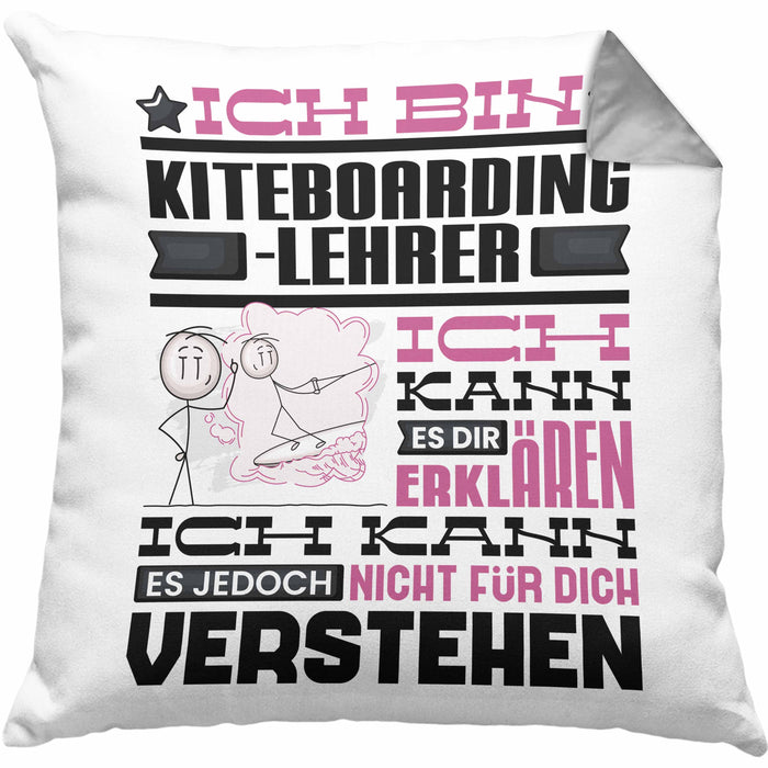Kiteboarding-Lehrer Geschenk Kaffee-Kissen mit Füllung 40x40 Geschenkidee für Kiteboarding-Lehrer Ich Bin Kiteboarding-Lehrer Ich Kann Es Dir Erklären Jedoch Nicht Für Dich Verstehen Spruch Lustig (Grau) Grau Trendation