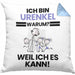 Urenkel Geschenk Kissen mit Füllung 40x40 Lustiger Spruch Ich Bin Urenkel Warum Weil Ich Es Kann Geschenkidee Bester Urenkel Geburtstag (Grau) Blau Trendation