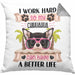 Chihuahua Besitzer Kissen mit Füllung 40x40 Geschenk Lustiger Spruch Geschenkidee I Work Hard So My Chihuahua Can Have A Better Life (Grau) Grau Trendation