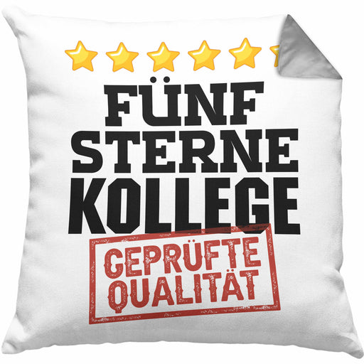 Bester Kollege Kissen mit Füllung 40x40 Geschenk für Besten Arbeitskollegen Lustiger Spruch 5 Sterne Kollege Geprüfte Qualität (Grau) Grau Trendation