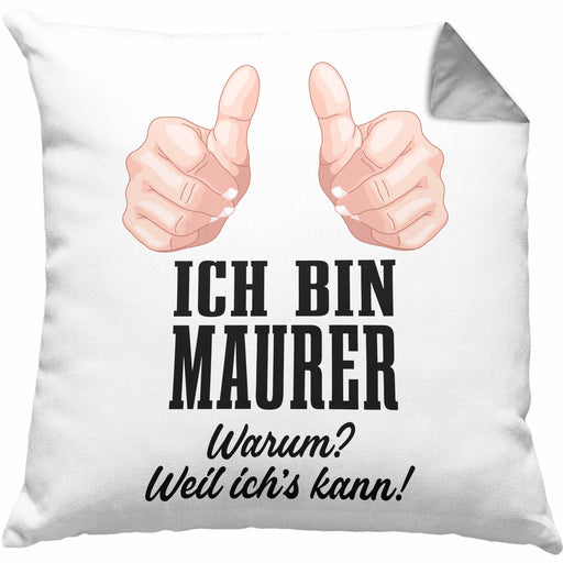 Maurer Kissen mit Füllung 40x40 Geschenk Mit Spruch Geschenkidee Lustig Männer Job (Grau) Grau Trendation