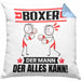 Boxer Kissen mit Füllung 40x40 Geschenk für Boxer Der Mann Der Alles Kann Geschenkidee zum Geburtstag (Grau) Blau Trendation