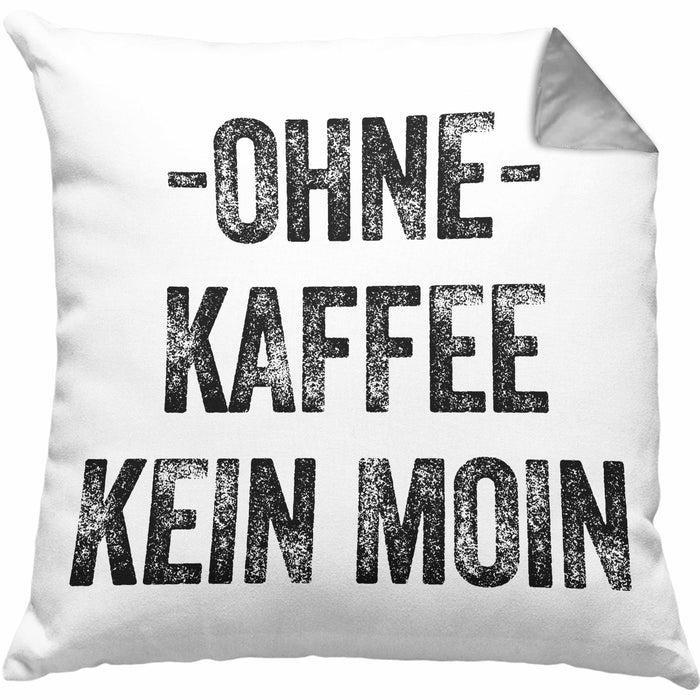 Lustige Kissen mit Füllung 40x40 Kaffeegenießer Geschenk Ohne Kaffee Kein Moin Geschenk Kaffeeliebhaber (Grau) Grau Trendation