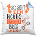 Biker Kissen mit Füllung 40x40 Geschenk So Sieht Ein RIchtig Cooler Biker Aus Geschenkidee Lustiger Spruch Geburtstag (Grau) Blau Trendation