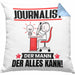 Journalist Kissen mit Füllung 40x40 Geschenk für Journalist Der Mann Der Alles Kann Geschenkidee zum Geburtstag (Grau) Blau Trendation