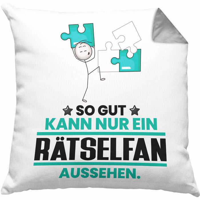 Rätselfan Geschenk Kissen mit Füllung 40x40 So Gut Kann Nur Ein Rätselfan Aussehen Geschenkidee (Grau) Grau Trendation