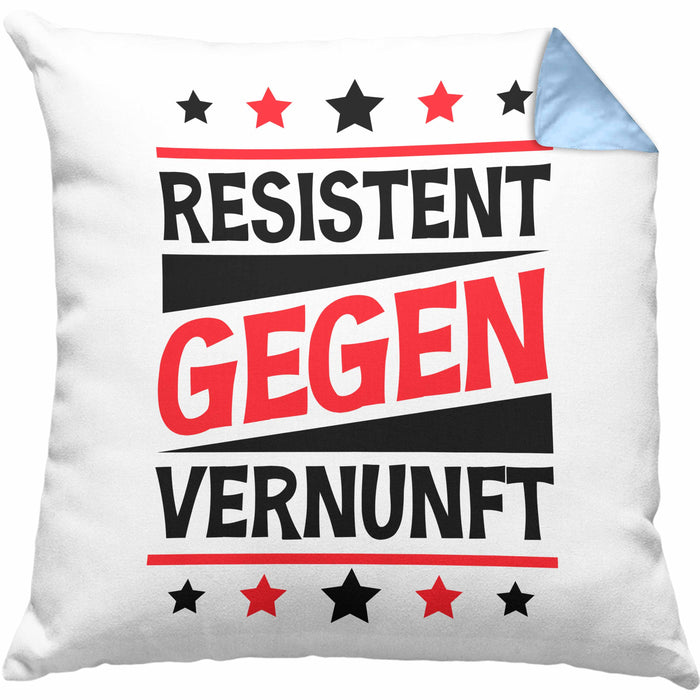 Resistent Gegen Vernunft Kissen mit Füllung 40x40 Geschenk Häferl (Grau) Blau Trendation