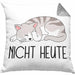Katze Mittelfinger Kissen mit Füllung 40x40 Geschenk Muffel Nicht Heute Kollegin Frauen (Grau) Grau Trendation