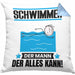 Schwimmer Kissen mit Füllung 40x40 Geschenk für Schwimmer Der Mann Der Alles Kann Geschenkidee zum Geburtstag (Grau) Blau Trendation