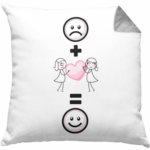 Beste Freundin Lesbisch Kissen mit Füllung 40x40 Geschenk für BFF Beste Freundinnen Lustige Geschenkidee :( + Beste Freundin Lesbisch = :) Geburtstag (Grau) Grau Trendation
