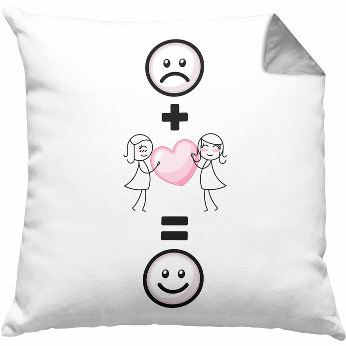 Beste Freundin Lesbisch Kissen mit Füllung 40x40 Geschenk für BFF Beste Freundinnen Lustige Geschenkidee :( + Beste Freundin Lesbisch = :) Geburtstag (Grau) Grau Trendation