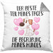 Hundebesitzer Kissen mit Füllung 40x40 Geschenk Bester Teil Des Tages Die Begrüßung Meines Hundes Geschenkidee Hunde Mama Frauchen Herrchen (Grau) Grau Trendation