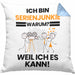 Serienjunkie Geschenk Kissen mit Füllung 40x40 Lustiger Spruch Ich Bin Serienjunkie Warum Weil Ich Es Kann Geschenkidee Bester Serienjunkie Geburtstag (Grau) Blau Trendation