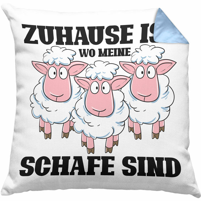 Lustige Kissen mit Füllung 40x40 Schaf Liebhaber Hirte Geschenk zum Geburtstag (Grau) Blau Trendation