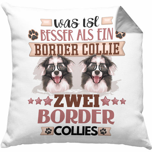 Border Collies Besitzer Kissen mit Füllung 40x40 Geschenk Lustiger Spruch Geschenkidee Was Ist Besser Als Ein Border Collies (Grau) Grau Trendation