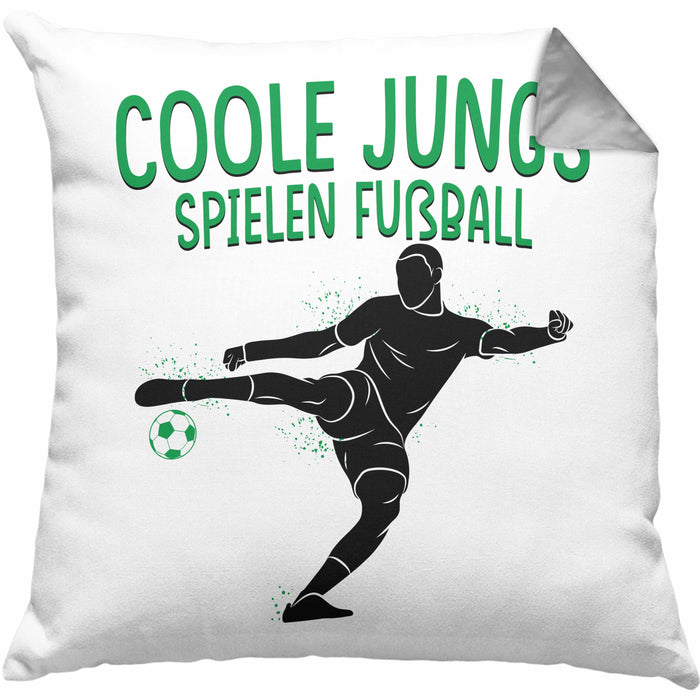 Fußballspieler Kissen mit Füllung 40x40 Geschenk Coole Jungs Spielen Fußball Geschenkidee Jungen (Grau) Grau Trendation