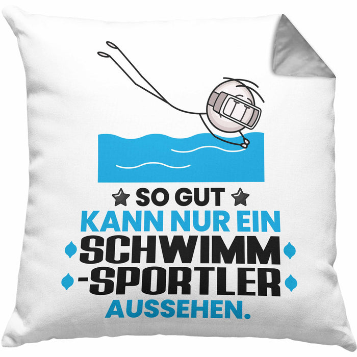 Schwimmsportler Geschenk Kissen mit Füllung 40x40 So Gut Kann Nur Ein Schwimmsportler Aussehen Geschenkidee (Grau) Grau Trendation