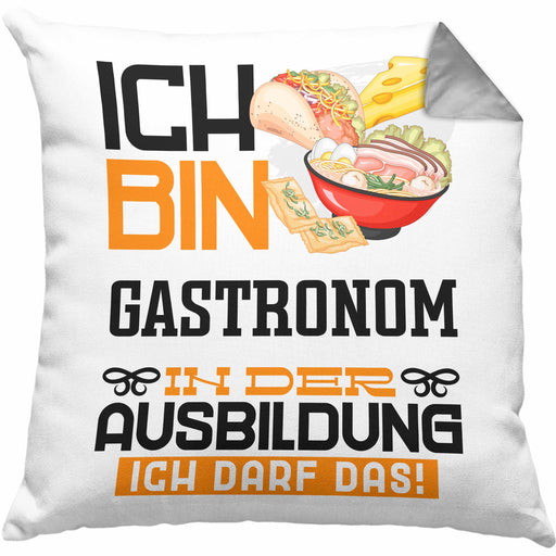 Gastronom Ausbildung Kissen mit Füllung 40x40 Geschenk Ich Bin Gastronom In Der Ausbildung Ich Darf Das Geschenkidee Spruch (Grau) Grau Trendation
