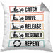 Rudern Kissen mit Füllung 40x40 Geschenk Catch Drive Release Recover Repeat Geschenkidee Ruderer (Grau) Grau Trendation