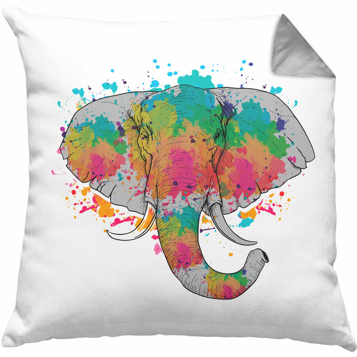 Elefant Kissen mit Füllung 40x40 Geschenk Für Elefanten-Liebhaber Geschenkidee Elefant Farbkleks (Grau) Grau Trendation
