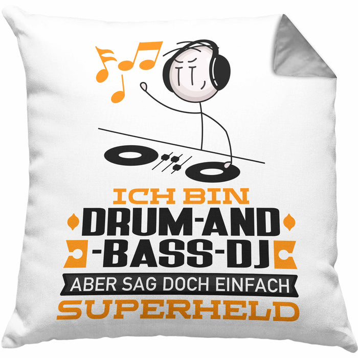 Drum-and-Bass-DJ Geschenk Kissen mit Füllung 40x40 Ich Bin Drum-and-Bass-DJ Aber Sag Doch Einfach Superheld Lustige Geschenkdiee für Drum-and-Bass-DJ (Grau) Grau Trendation