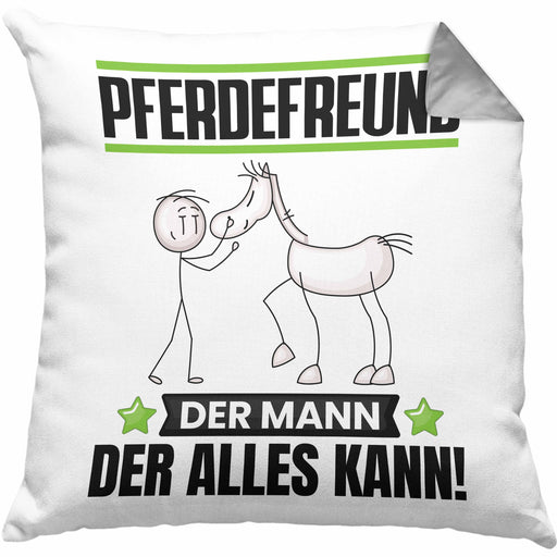 Pferdefreund Kissen mit Füllung 40x40 Geschenk für Pferdefreund Der Mann Der Alles Kann Geschenkidee zum Geburtstag (Grau) Grau Trendation