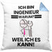 Ingenieur Geschenk Kissen mit Füllung 40x40 Lustiger Spruch Ich Bin Ingenieur Warum Weil Ich Es Kann Geschenkidee Bester Ingenieur Geburtstag (Grau) Blau Trendation